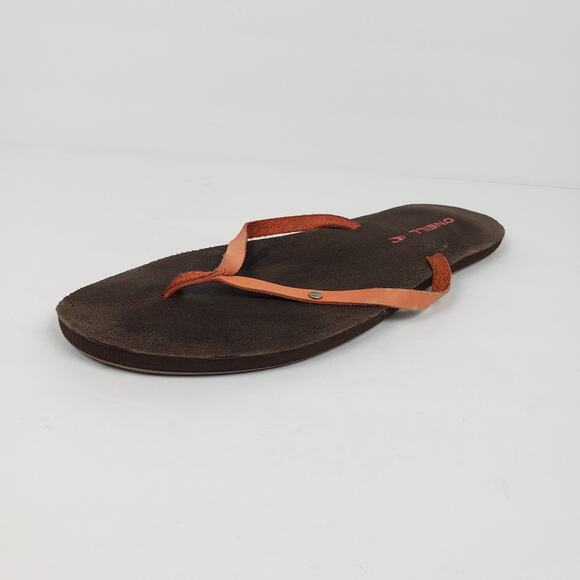 O'Neill Womens Size 8 Brown Coral Leather Slip On Thong Flip Flop Sandals - Picture 2 of 9